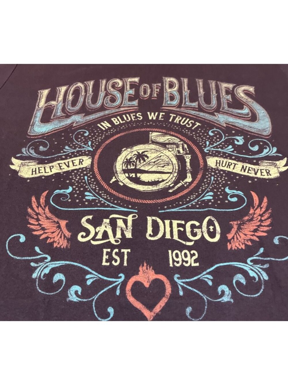 Vintage House of BluesY2K San Diego T Shirt Medium Maroon In Blues We Trust